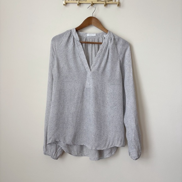 A.L.C. Silk Polka Dot Blouse 8 Long Sleeve White Black - Picture 2 of 8